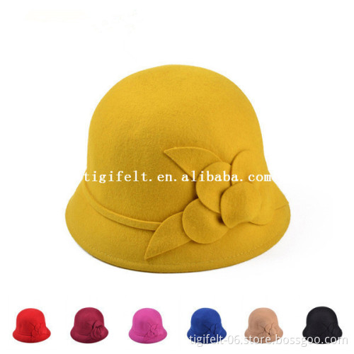 100% wool felt hat with flower